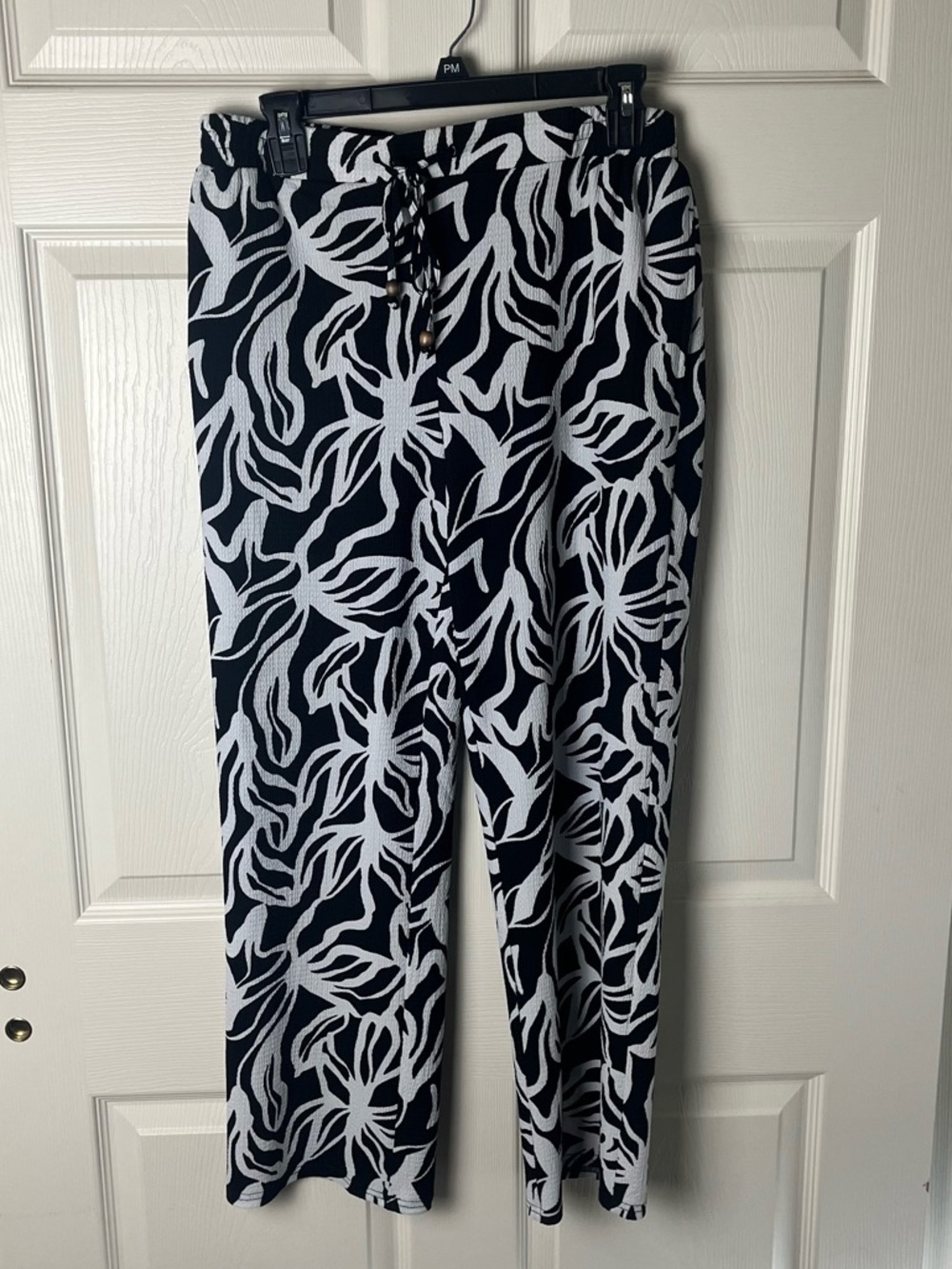 Black & White Floral Drawstring Pants